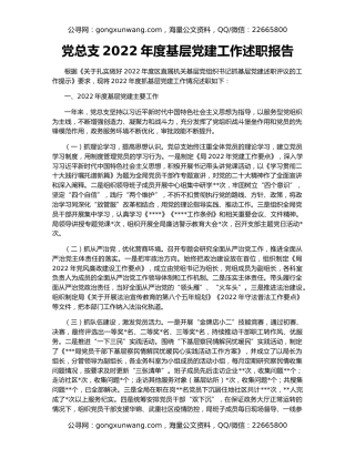 党总支2022年度基层党建工作述职报告