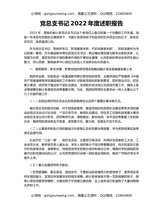 党总支书记2022年度述职报告
