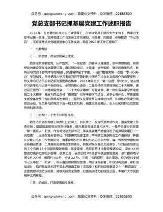 党总支部书记抓基层党建工作述职报告