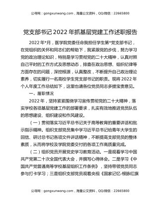 党支部书记2022年抓基层党建工作述职报告（5）