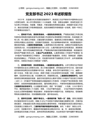 党支部书记2023年述职报告