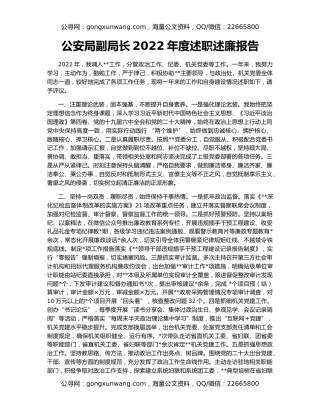 公安局副局长2022年度述职述廉报告