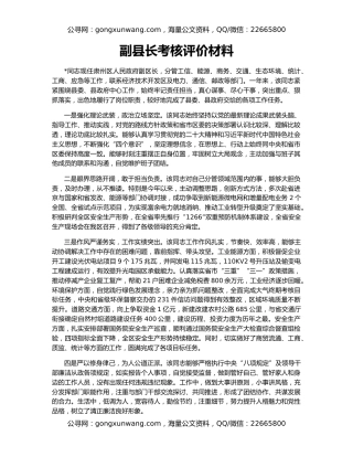 副县长考核评价材料