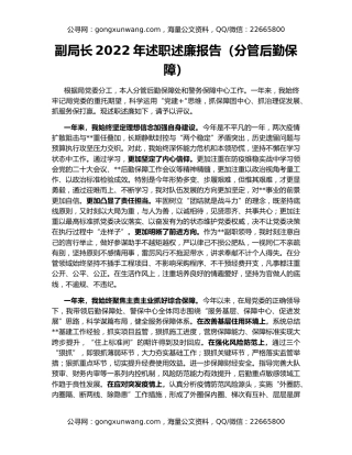 副局长2022年述职述廉报告（分管后勤保障）
