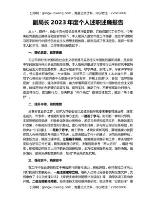 副局长2023年度个人述职述廉报告