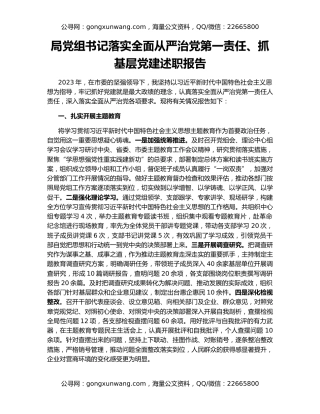 局党组书记落实全面从严治党第一责任、抓基层党建述职报告