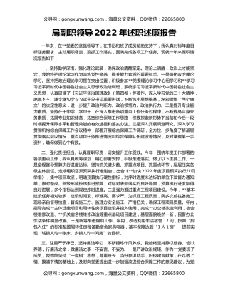 局副职领导2022年述职述廉报告