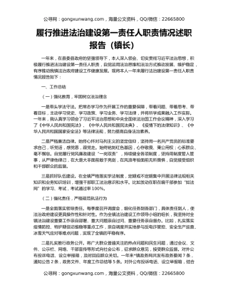 履行推进法治建设第一责任人职责情况述职报告（镇长）