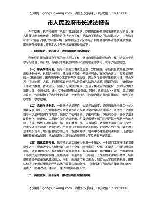 市人民政府市长述法报告