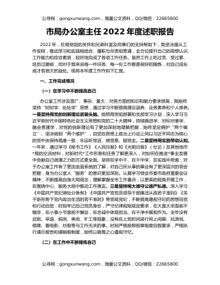 市局办公室主任2022年度述职报告