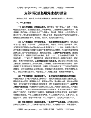 支部书记抓基层党建述职报告