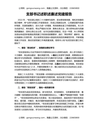 支部书记述职述廉述党建报告