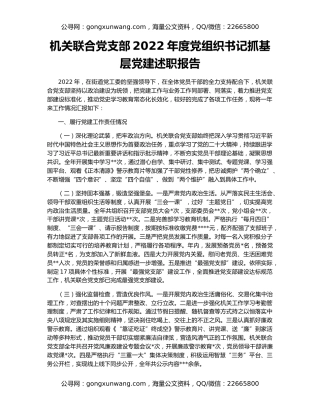 机关联合党支部2022年度党组织书记抓基层党建述职报告