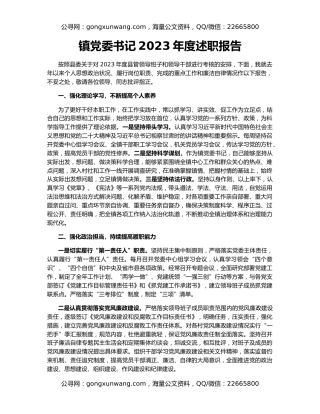 镇党委书记2023年度述职报告