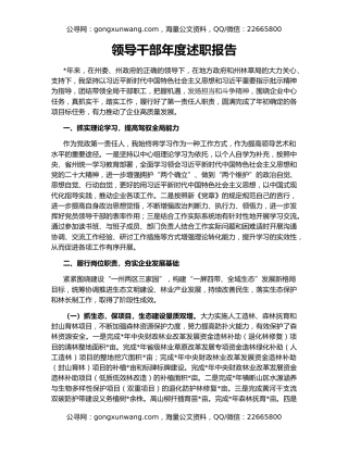 领导干部年度述职报告