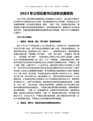 2023年公司纪委书记述职述廉报告