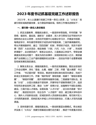 2023年度书记抓基层党建工作述职报告