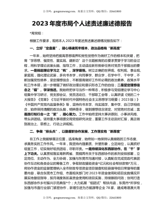 2023年度市局个人述责述廉述德报告