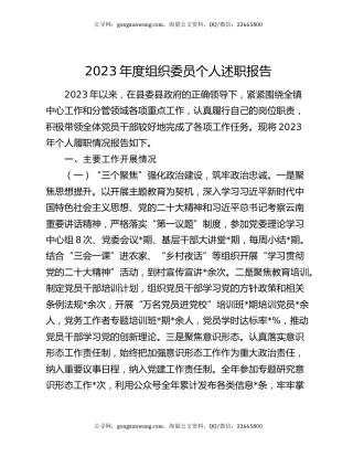 2023年度组织委员个人述职报告