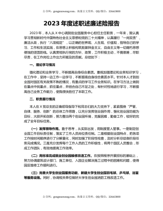 2023年度述职述廉述险报告