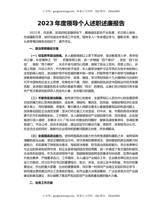 2023年度领导个人述职述廉报告