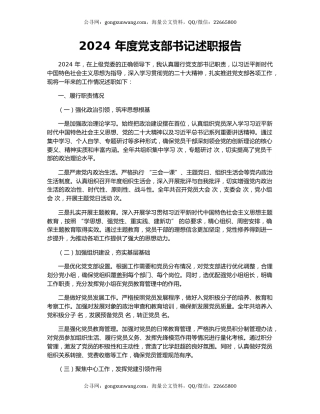 2024 年度党支部书记述职报告