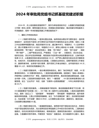 2024年审批局党组书记抓基层党建述职报告