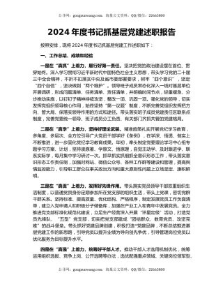 2024年度书记抓基层党建述职报告
