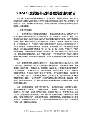 2024年度党组书记抓基层党建述职报告