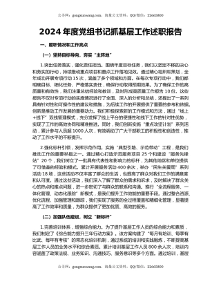 2024年度党组书记抓基层工作述职报告