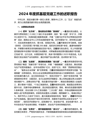 2024年度抓基层党建工作的述职报告