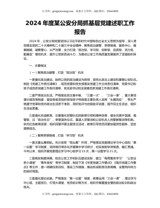 2024年度某公安分局抓基层党建述职工作报告