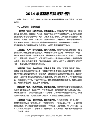 2024年抓基层党建述职报告