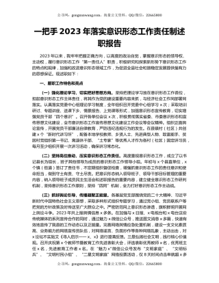 一把手2023年落实意识形态工作责任制述职报告