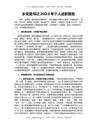 乡党委书记2023年个人述职报告