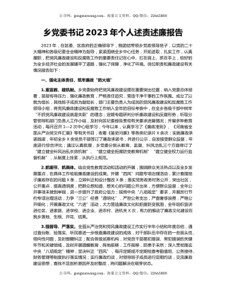 乡党委书记2023年个人述责述廉报告