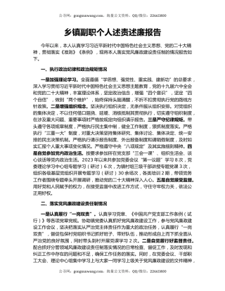 乡镇副职个人述责述廉报告