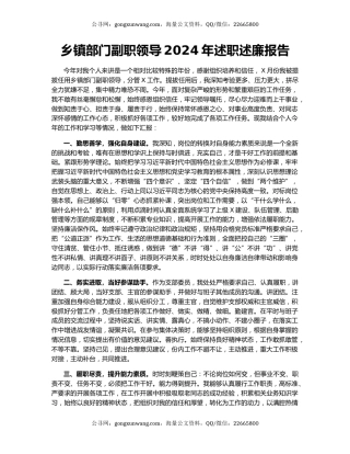 乡镇部门副职领导2024年述职述廉报告