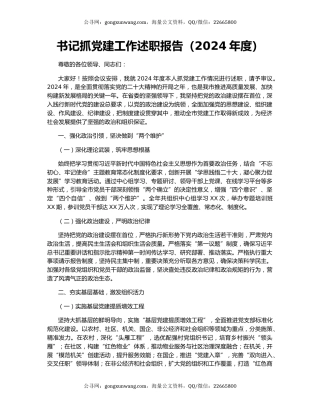 书记抓党建工作述职报告（2024年度）