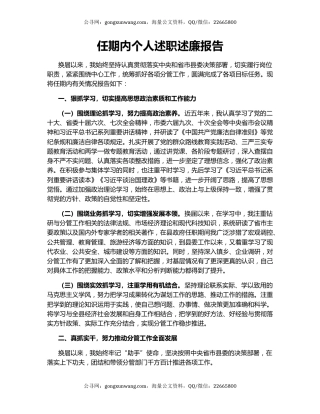 任期内个人述职述廉报告