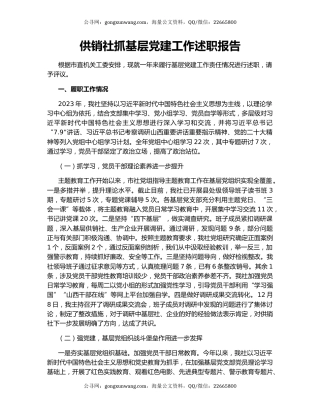 供销社抓基层党建工作述职报告