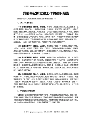 党委书记抓党建工作的述职报告