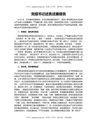 党组书记述责述廉报告