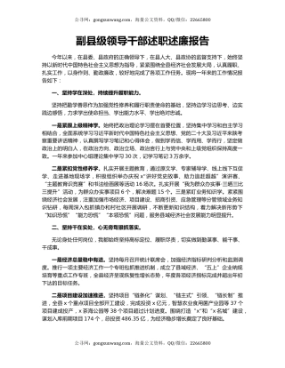 副县级领导干部述职述廉报告