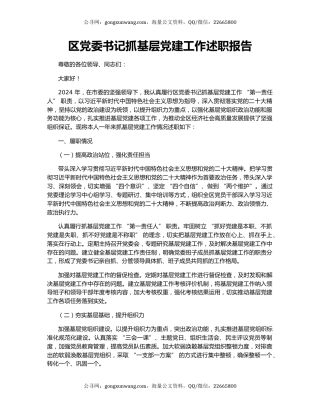 区党委书记抓基层党建工作述职报告