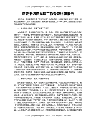 区委书记抓党建工作专项述职报告