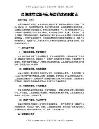 县住建局党组书记基层党建述职报告