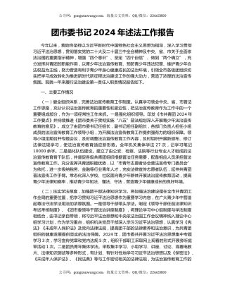 团市委书记2024年述法工作报告