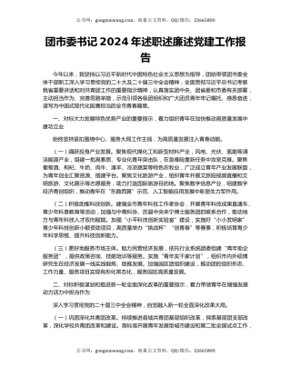 团市委书记2024年述职述廉述党建工作报告