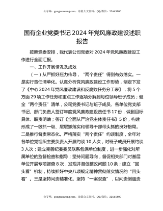 国有企业党委书记2024年党风廉政建设述职报告